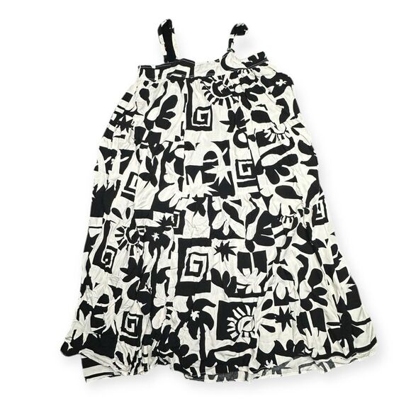 ABEL THE LABEL Women’s Black White Abstract Tiered Sundress Size Medium - Picture 2 of 8